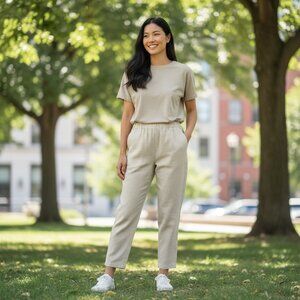 Barrie Stephens Women's Ivory Pull On Straight Leg Dress Pants Sz 10